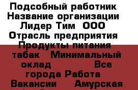 Подсобный работник › Название организации ­ Лидер Тим, ООО › Отрасль предприятия ­ Продукты питания, табак › Минимальный оклад ­ 33 000 - Все города Работа » Вакансии   . Амурская обл.,Завитинский р-н